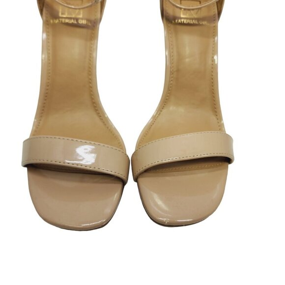 Material Girl Sandals Blaire Patent‎ Faux Leather Beige Open Toe Size 5.5 Tan - Picture 3 of 10